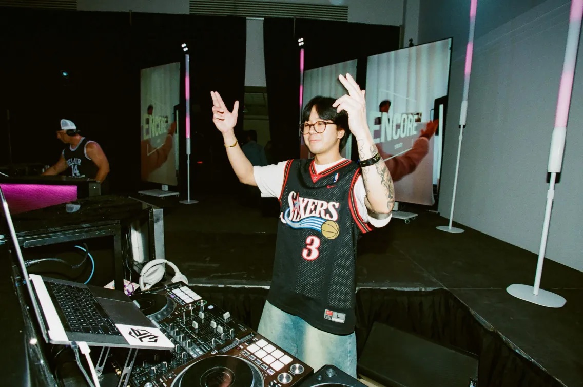 Dominick DJing an Encore event